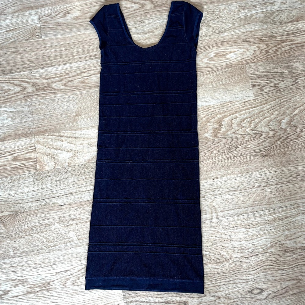 Arden B Black Bandage Bodycon Dress Scoop Neck Cap Sleeve XS S